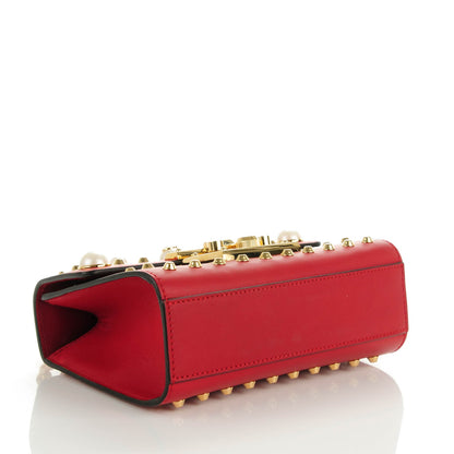 Gucci Calfskin Studded Small Padlock Shoulder Bag Hibiscus Red 4 of 7