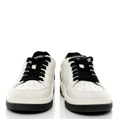 Chanel Calfskin Womens Logo Sneakers 37.5 White Black 2 of 11