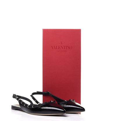 Valentino Garavani Patent Rockstud Slingback Flats 39 Black 12 of 12
