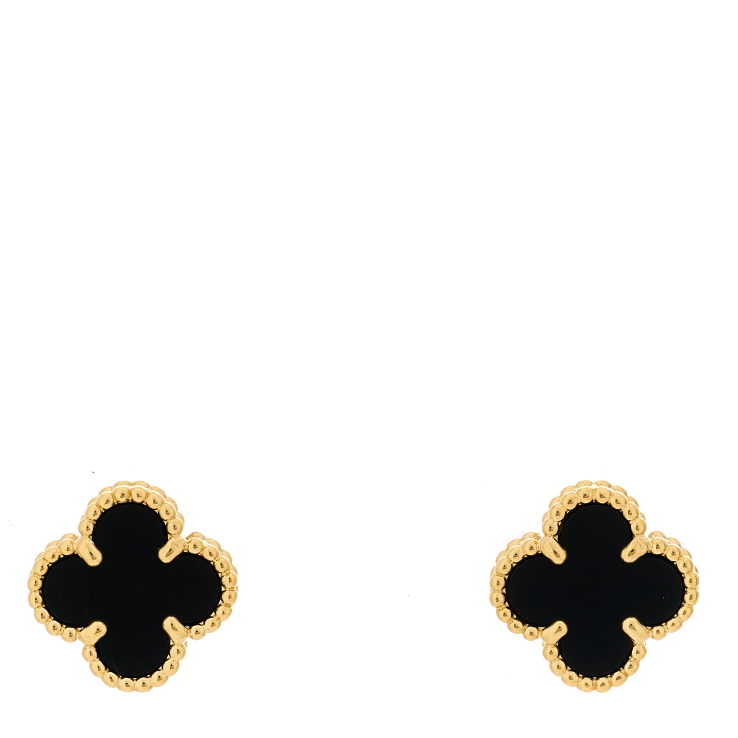 18K Yellow Gold Black Onyx Sweet Alhambra Earrings