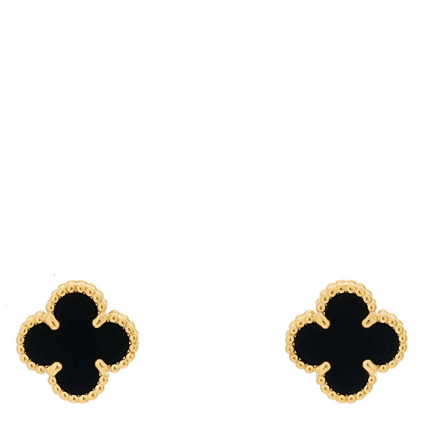 Van Cleef & Arpels 18K Yellow Gold Black Onyx Sweet Alhambra Earrings 1 of 5
