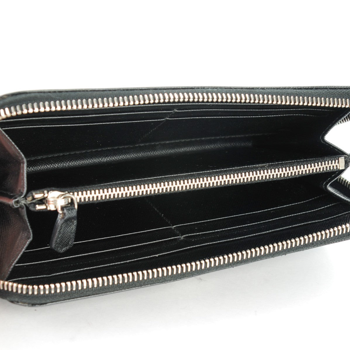 Prada Saffiano Zip Around Wallet Nero Black 5 of 8