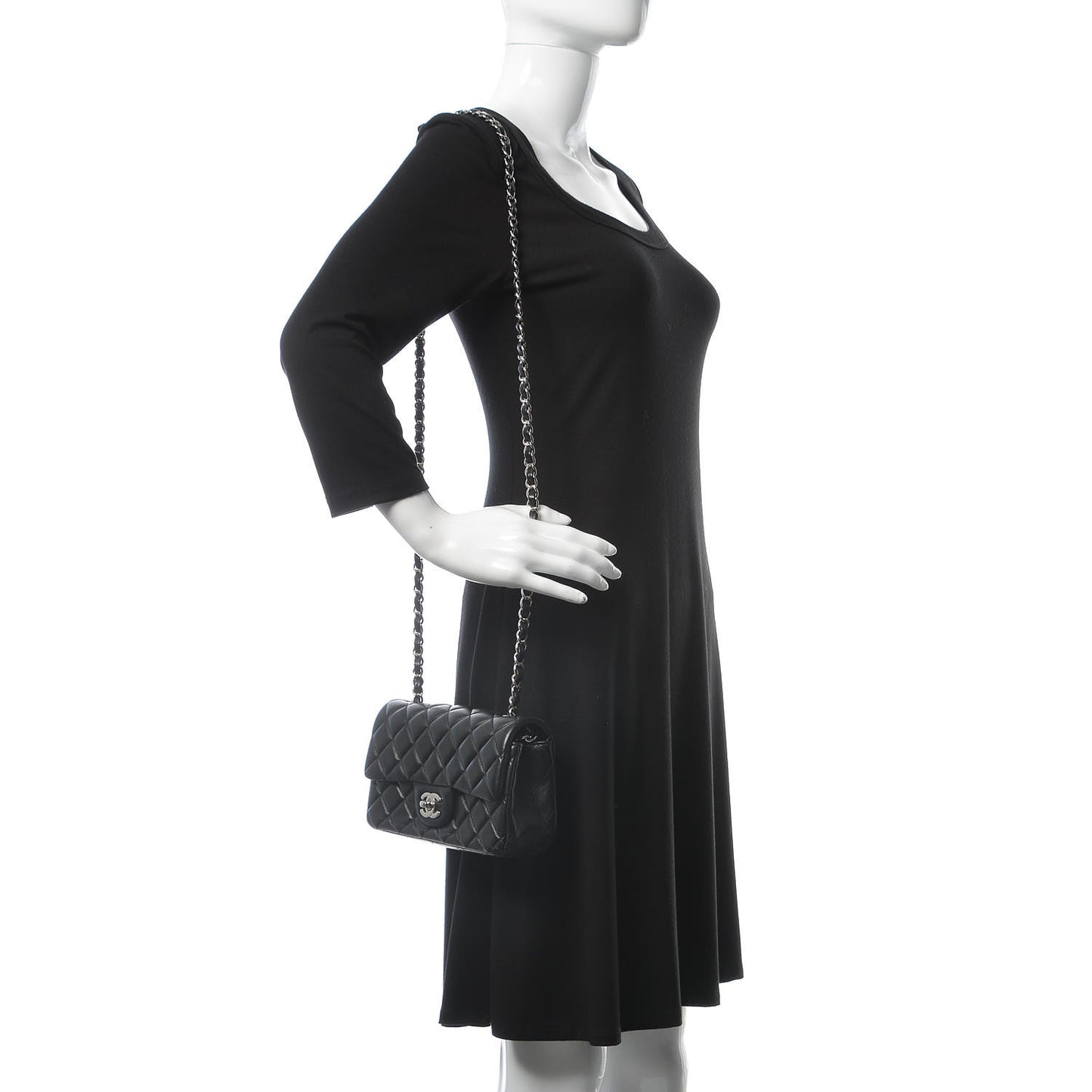Lambskin Quilted Mini Rectangular Flap Black