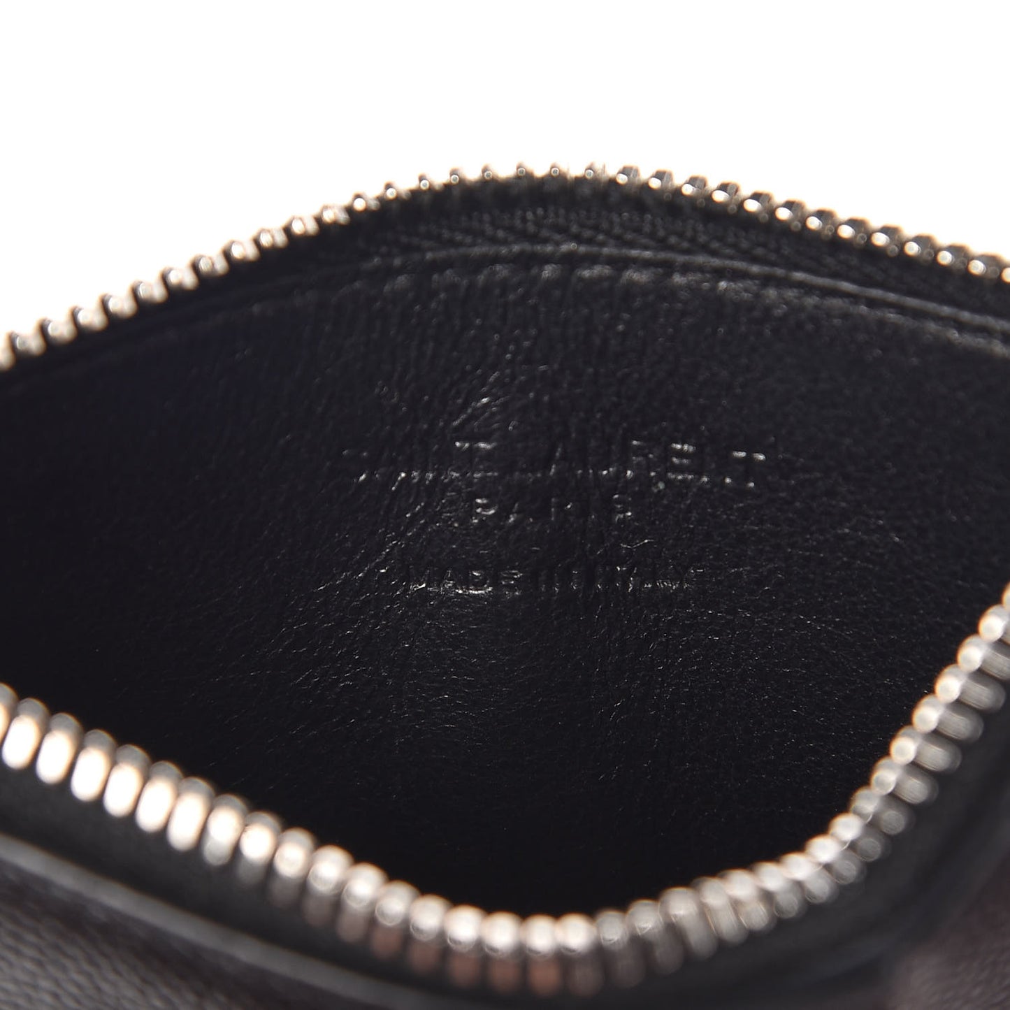 Grained Calfskin 5 Fragments Zip Pouch Card Holder Black