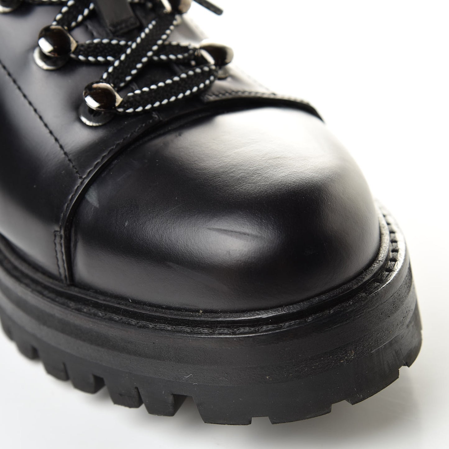 Smooth Calfskin Rockstud Buckled 25mm Combat Boots 40 Black