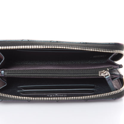Chanel Iridescent Goatskin Quilted Small Zip Around Wallet Purple 5 of 8