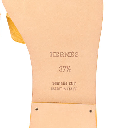 Hermes Epsom Oran Sandals 37.5 Jaune Sable 6 of 9
