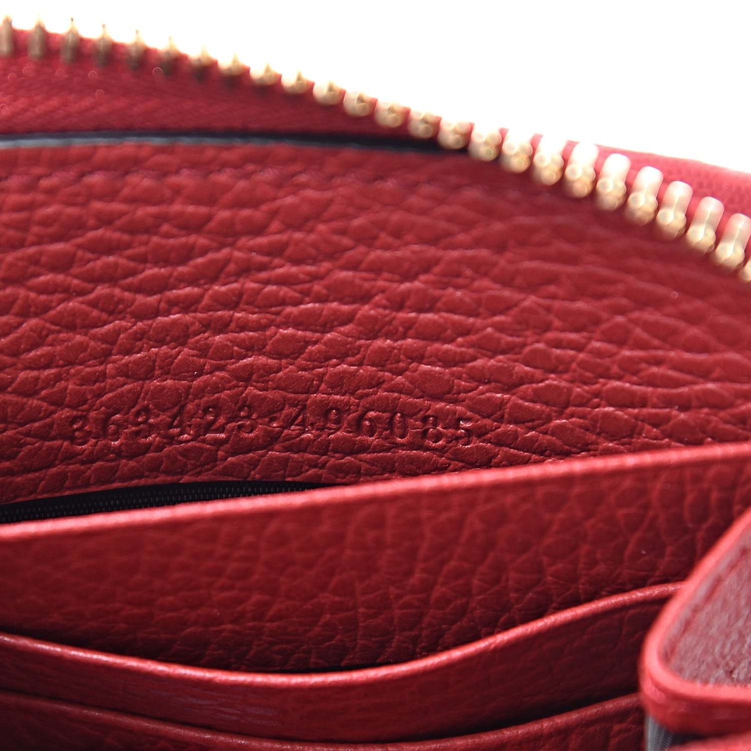 Gucci Monogram Dollar Calfskin Zip Around Wallet Beige Ebony Rosso 7 of 8
