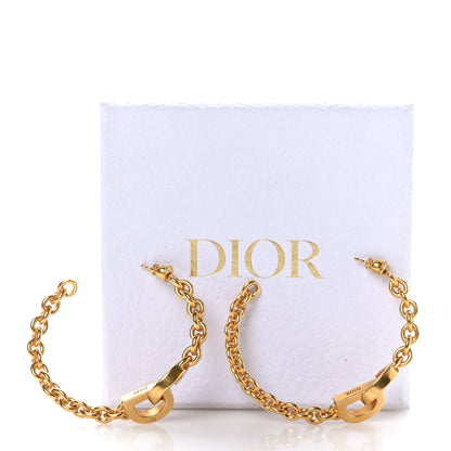 Christian Dior Metal CD Lock Hoop Earrings Gold 5 of 5
