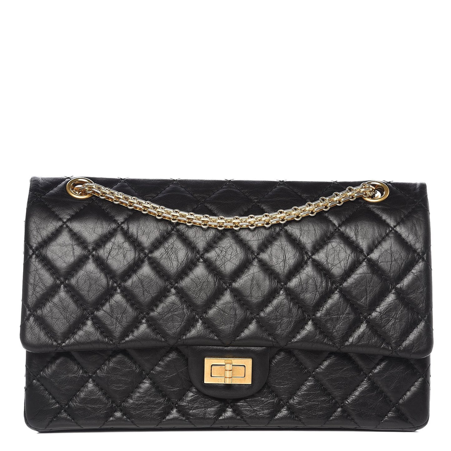 Aged Calfskin Quilted 2.55 Reissue 226 Flap Black