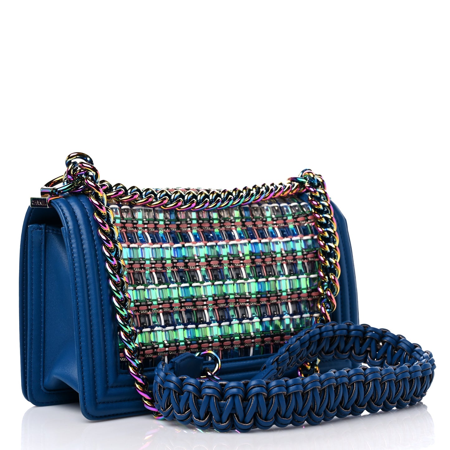 PVC Thread Woven Medium Boy Flap Dark Blue