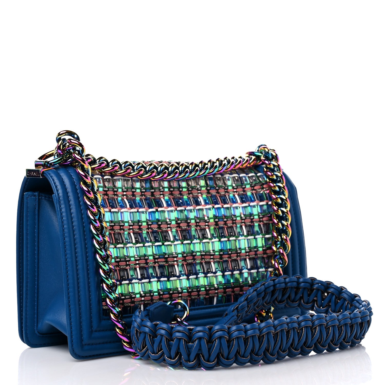 Chanel PVC Thread Woven Medium Boy Flap Dark Blue 3 of 11