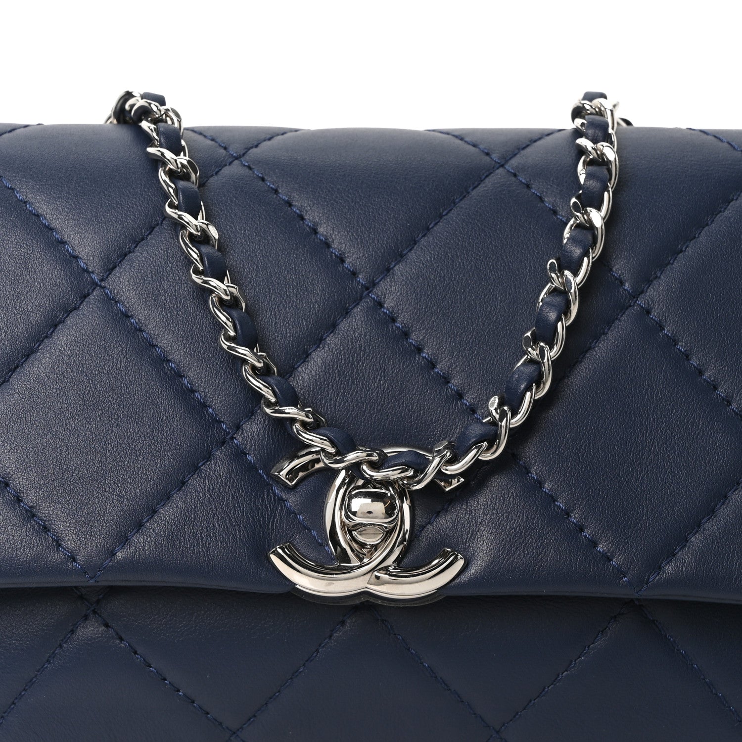 Chanel Lambskin Quilted CC Flap Navy 8 of 10