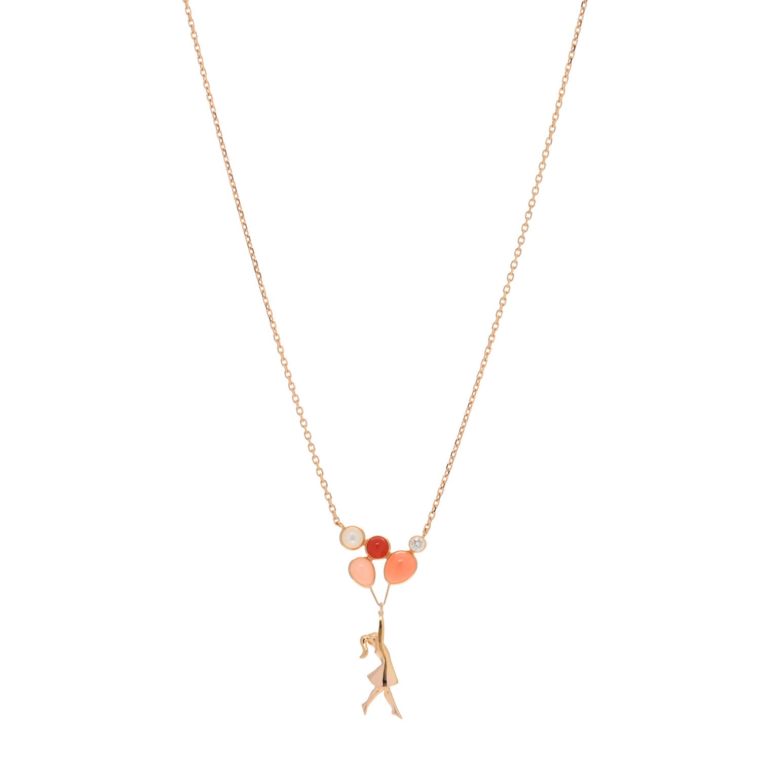 Van Cleef & Arpels 18K Rose Gold Diamond Coral Mother of Pearl Mercredi a Paris Necklace 1 of 3
