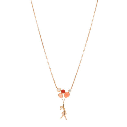 Van Cleef & Arpels 18K Rose Gold Diamond Coral Mother of Pearl Mercredi a Paris Necklace 1 of 3
