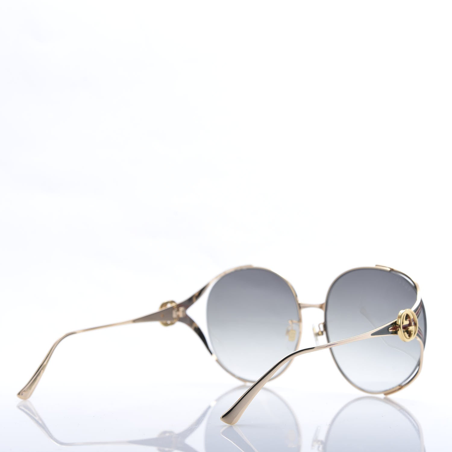 Gucci Metal Oversized Round Frame GG0225S Sunglasses Gold 4 of 8