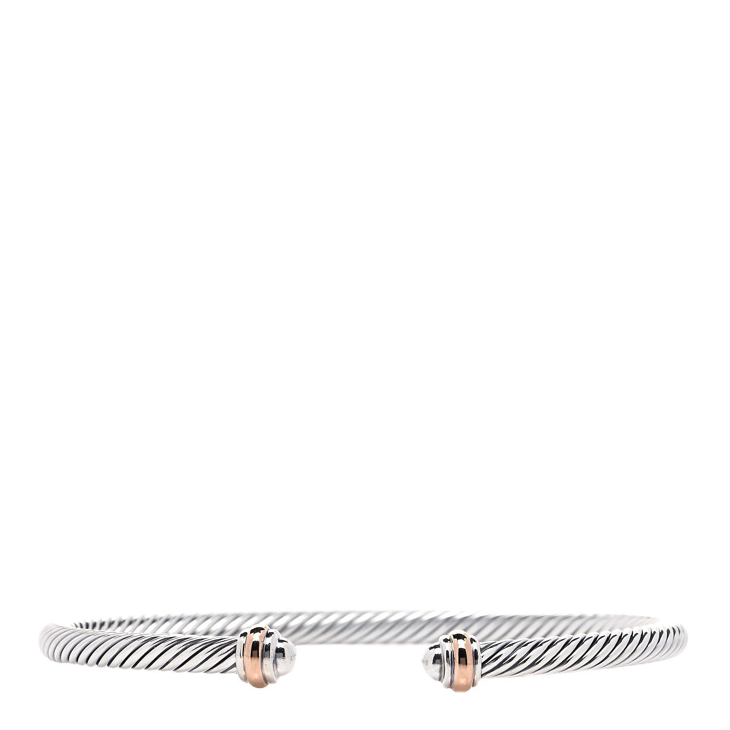 David Yurman Sterling Silver 18K Rose Gold 4mm Cable Classics Bracelet 1 of 5