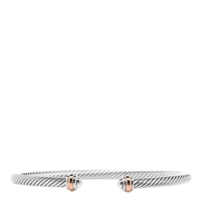 David Yurman Sterling Silver 18K Rose Gold 4mm Cable Classics Bracelet 1 of 5