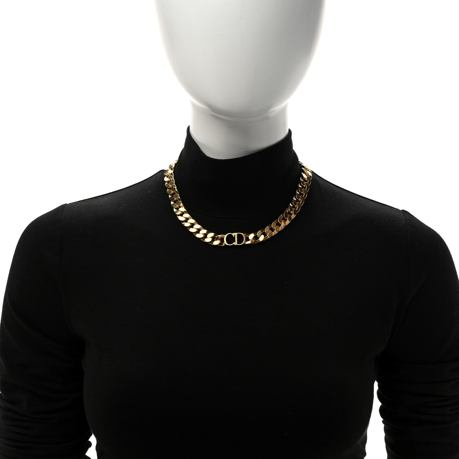 Christian Dior Metal CD Choker Necklace Gold 2 of 5