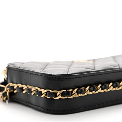 Chanel Lambskin Quilted Small Clutch With Chain Black 12 of 16