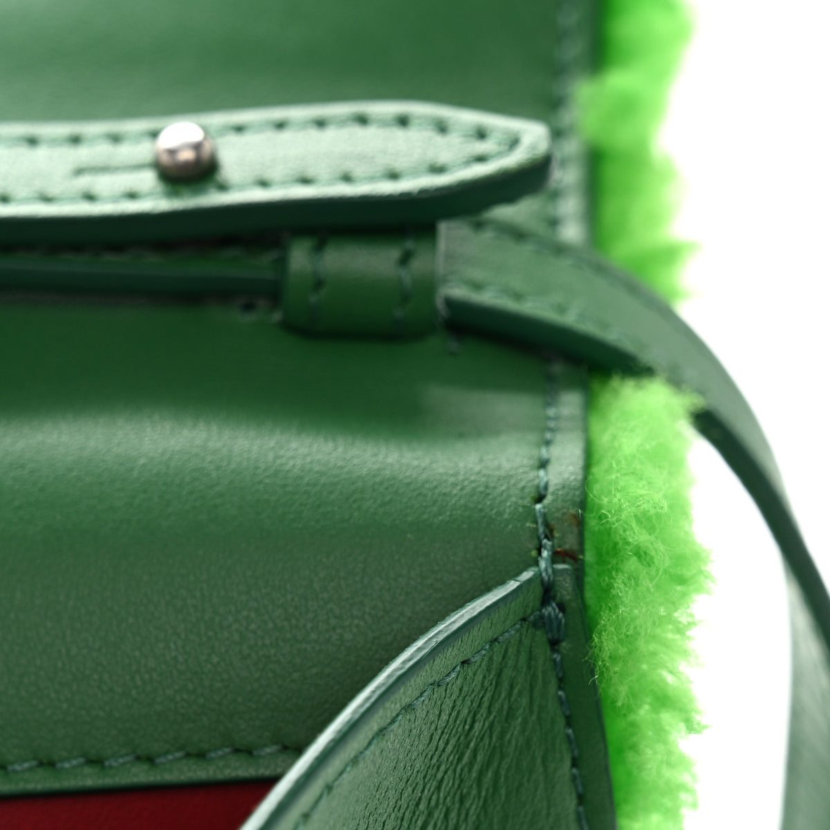 Off-White Shearling Calfskin Jitney 2.8 Bag Green 12 of 14
