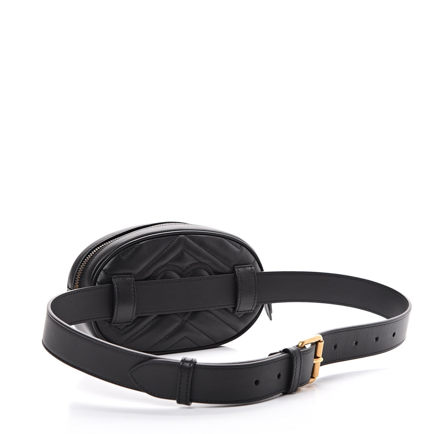 Gucci Calfskin Matelasse GG Marmont Belt Bag 85 34 Black 2 of 11