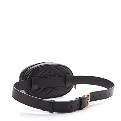 Gucci Calfskin Matelasse GG Marmont Belt Bag 85 34 Black 2 of 11
