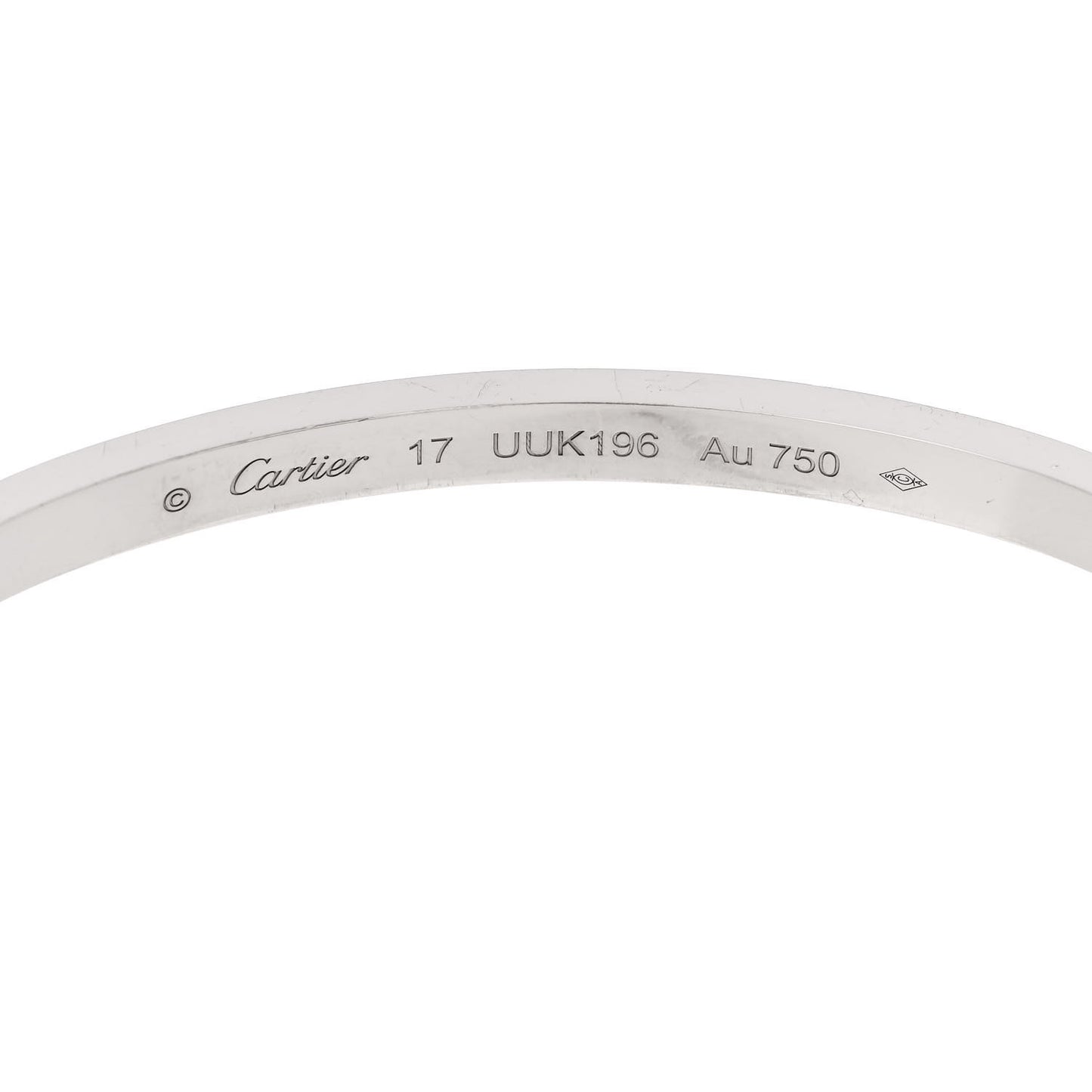 18K White Gold Small LOVE Bracelet 17
