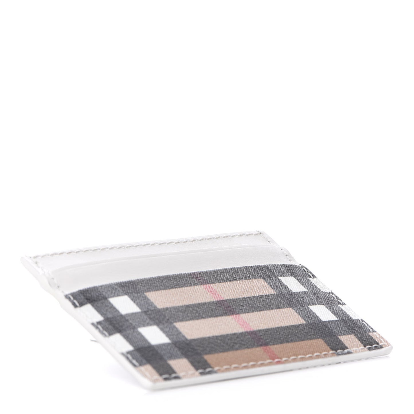 Vintage Check Calfskin Sandon Card Case White