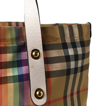 Burberry Vintage Rainbow Check Shopper Tote White 15 of 17