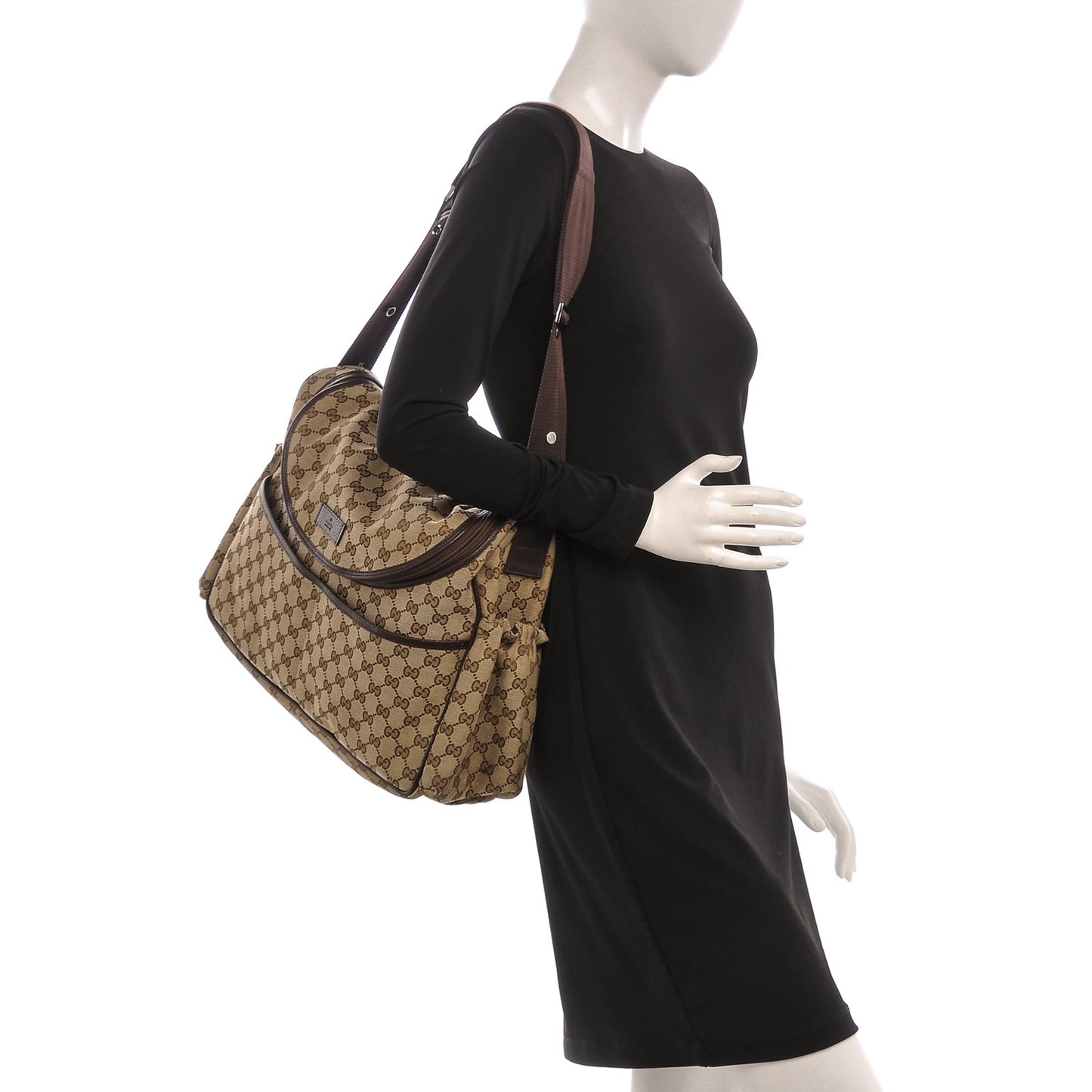 Monogram Natural Pigskin Large Diaper Bag Beige Ebony Cocoa Dark Chocolate