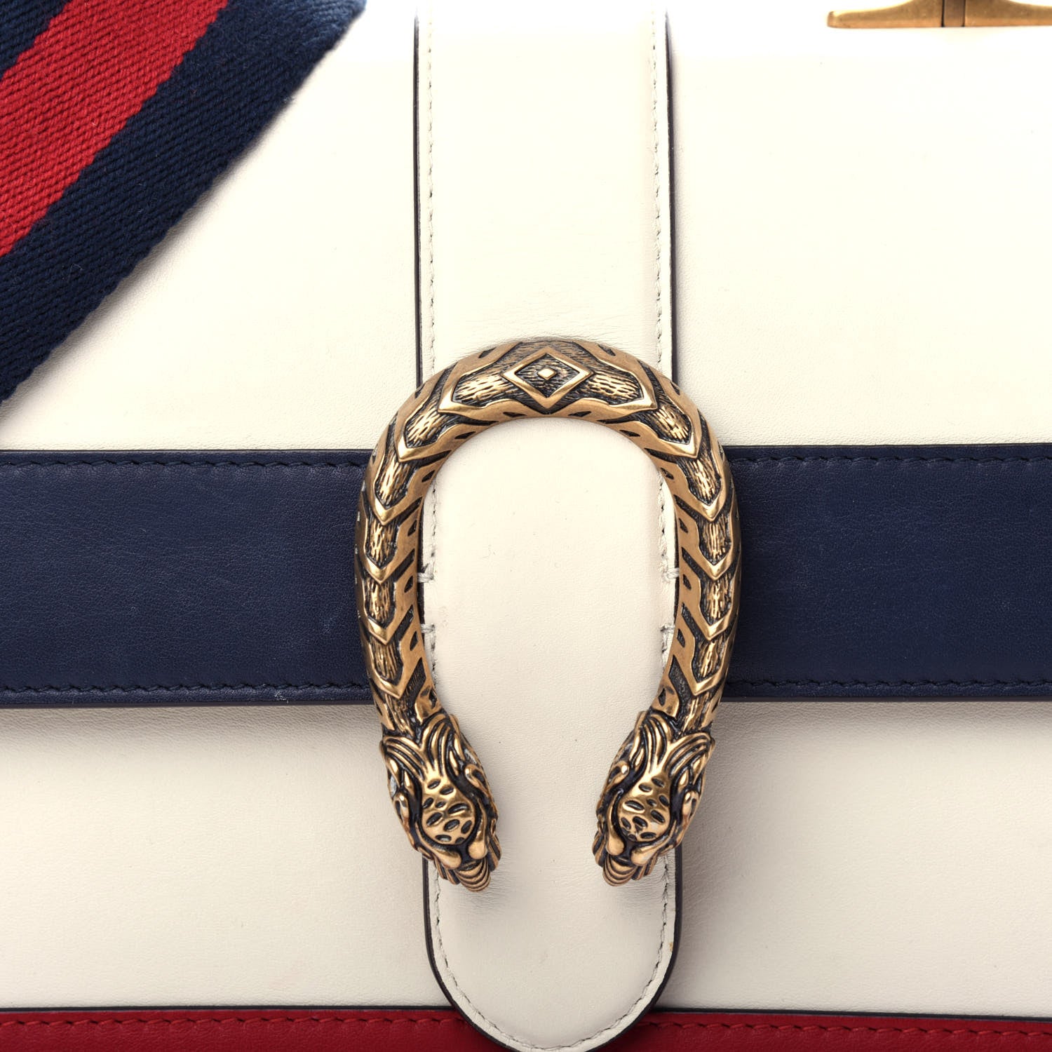 Gucci Calfskin Bamboo Web Medium Dionysus Top Handle Bag White Blue Hibiscus Red 12 of 12