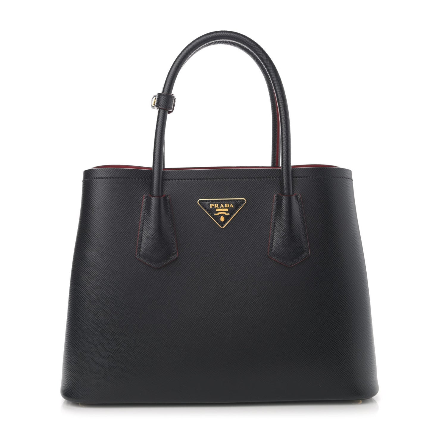 Saffiano Cuir Small Double Bag Black Fuoco