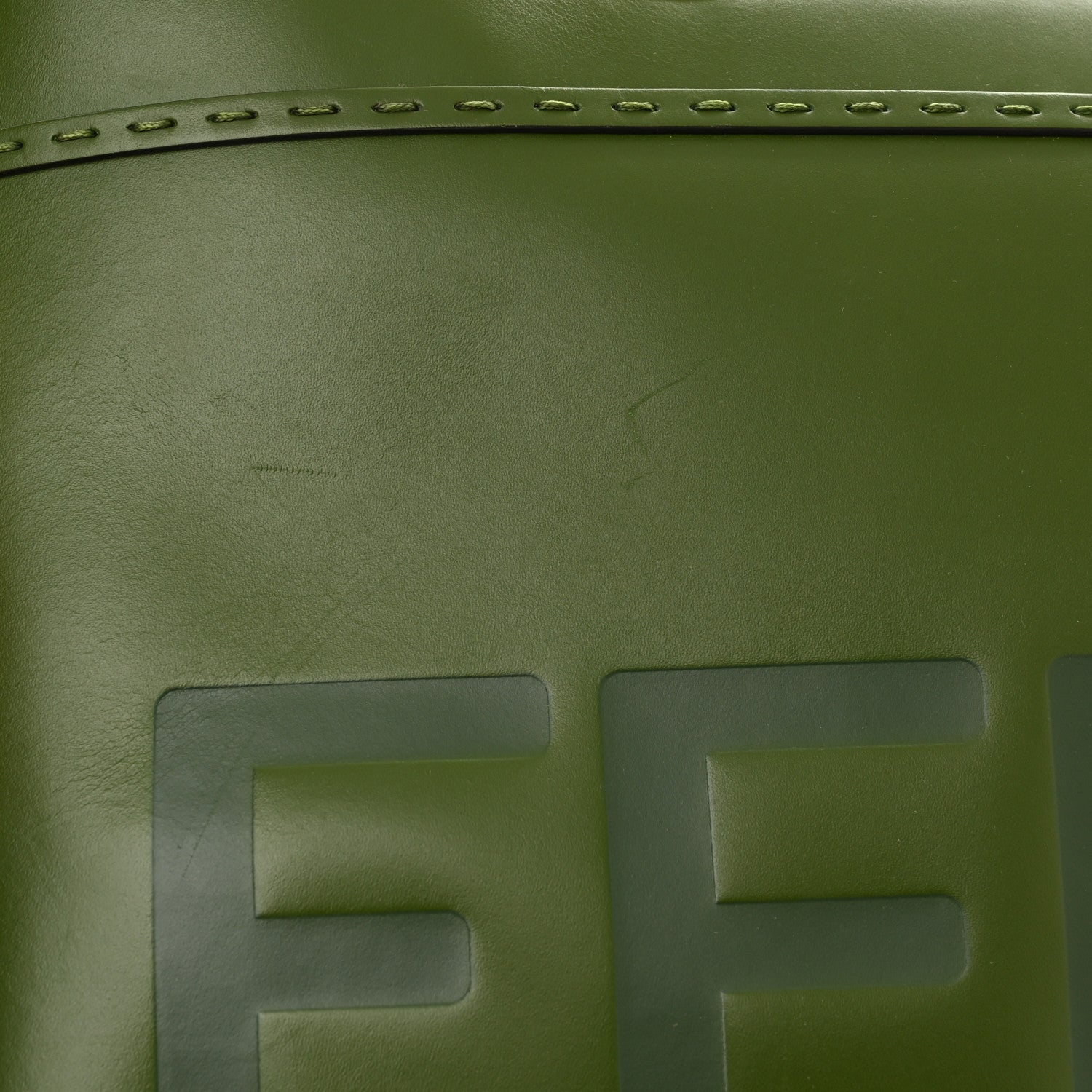 Fendi Vitello King Plexiglass Logo Embossed Medium Fendi Sunshine Shopper Tote Avocado 13 of 17