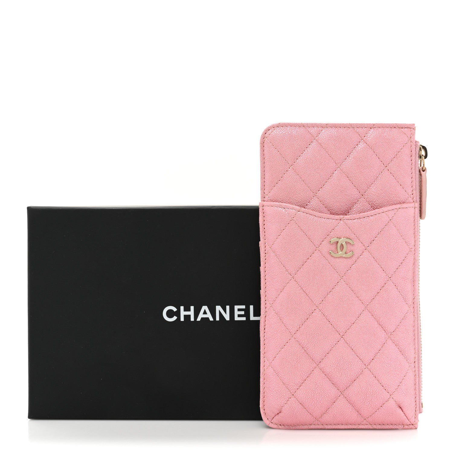 Chanel Iridescent Caviar Quilted Classic Flat Wallet Pouch Pink 11 of 11