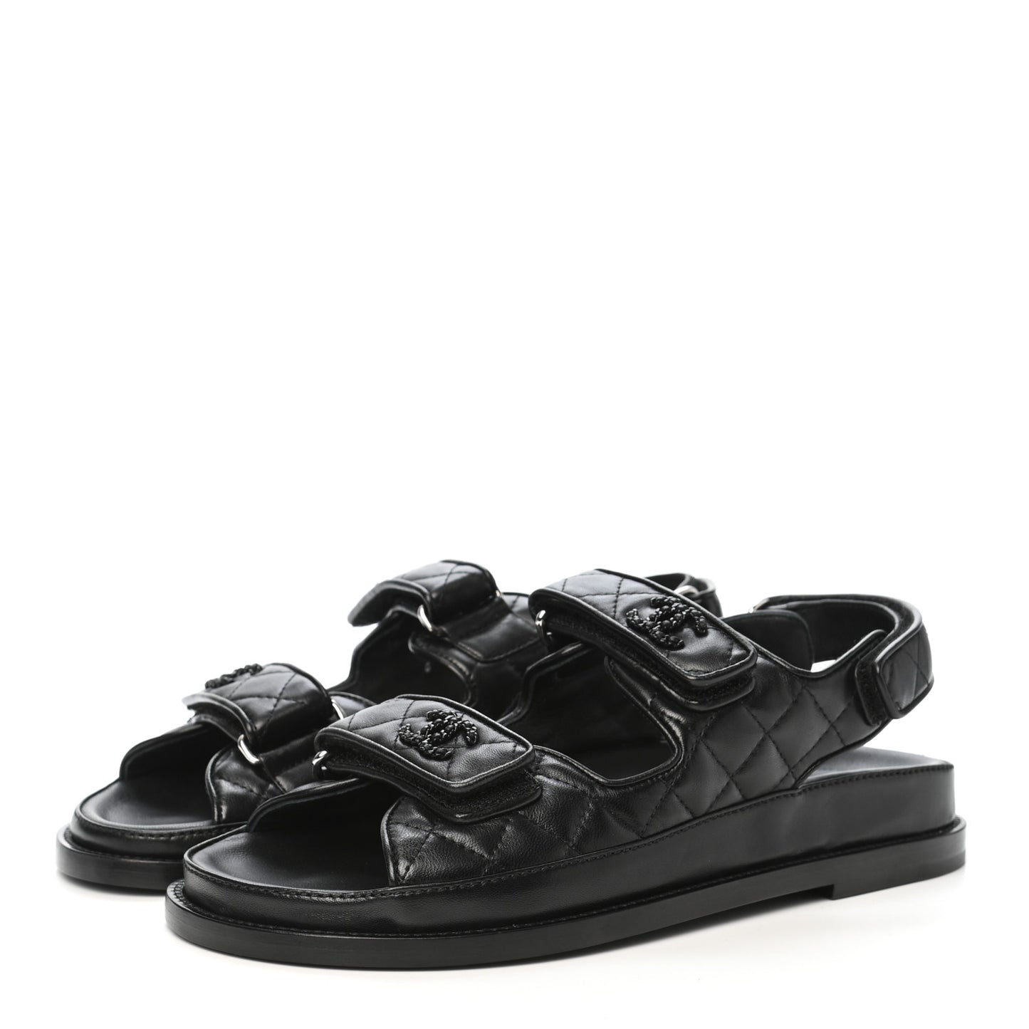 Lambskin Velcro Dad Sandals 38 Black