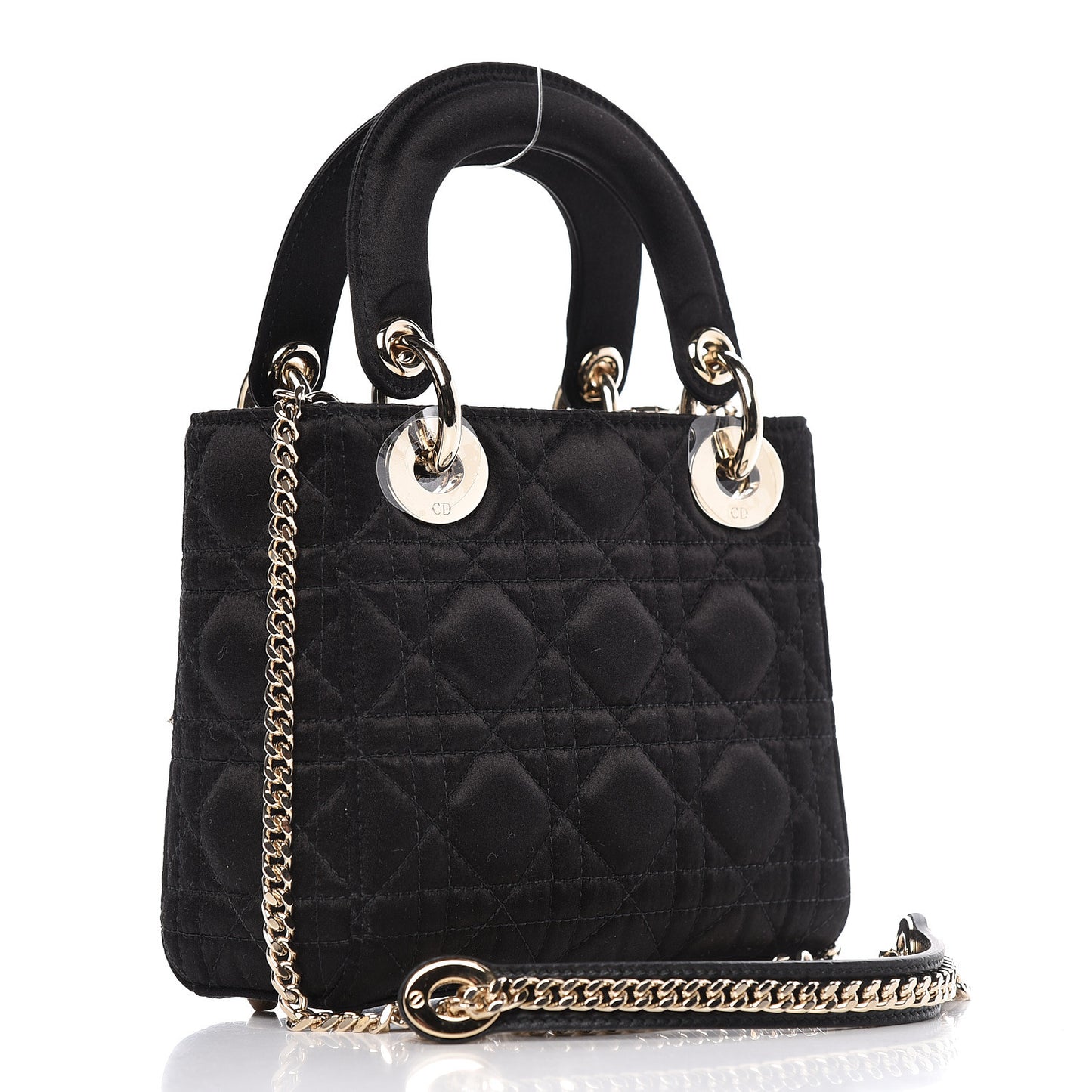 Satin Swarovski Crystal Cannage Mini Lady Dior Black