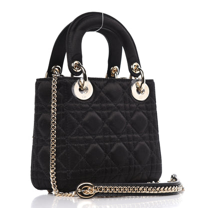 Christian Dior Satin Swarovski Crystal Cannage Mini Lady Dior Black 3 of 11