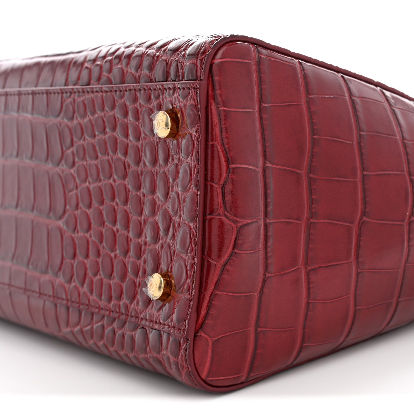 Calfskin Crocodile Embossed Archetype Small Shopping Tote Burgundy