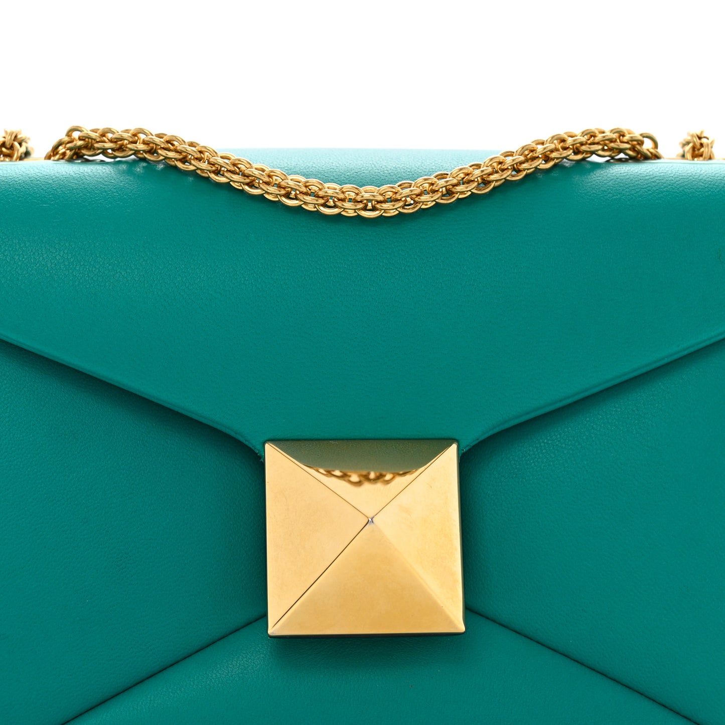 Nappa One Stud Chain Clutch Ultra Marine Green
