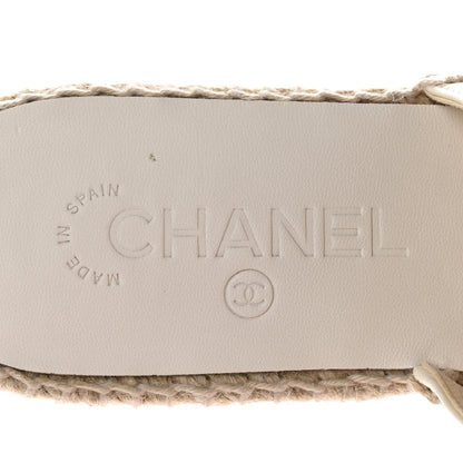 Chanel Goatskin CC Espadrille Mules 38 Ivory 7 of 9