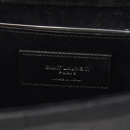 Saint Laurent Calfskin Crocodile Embossed Classic Monogram Tassel Clutch Black 6 of 13