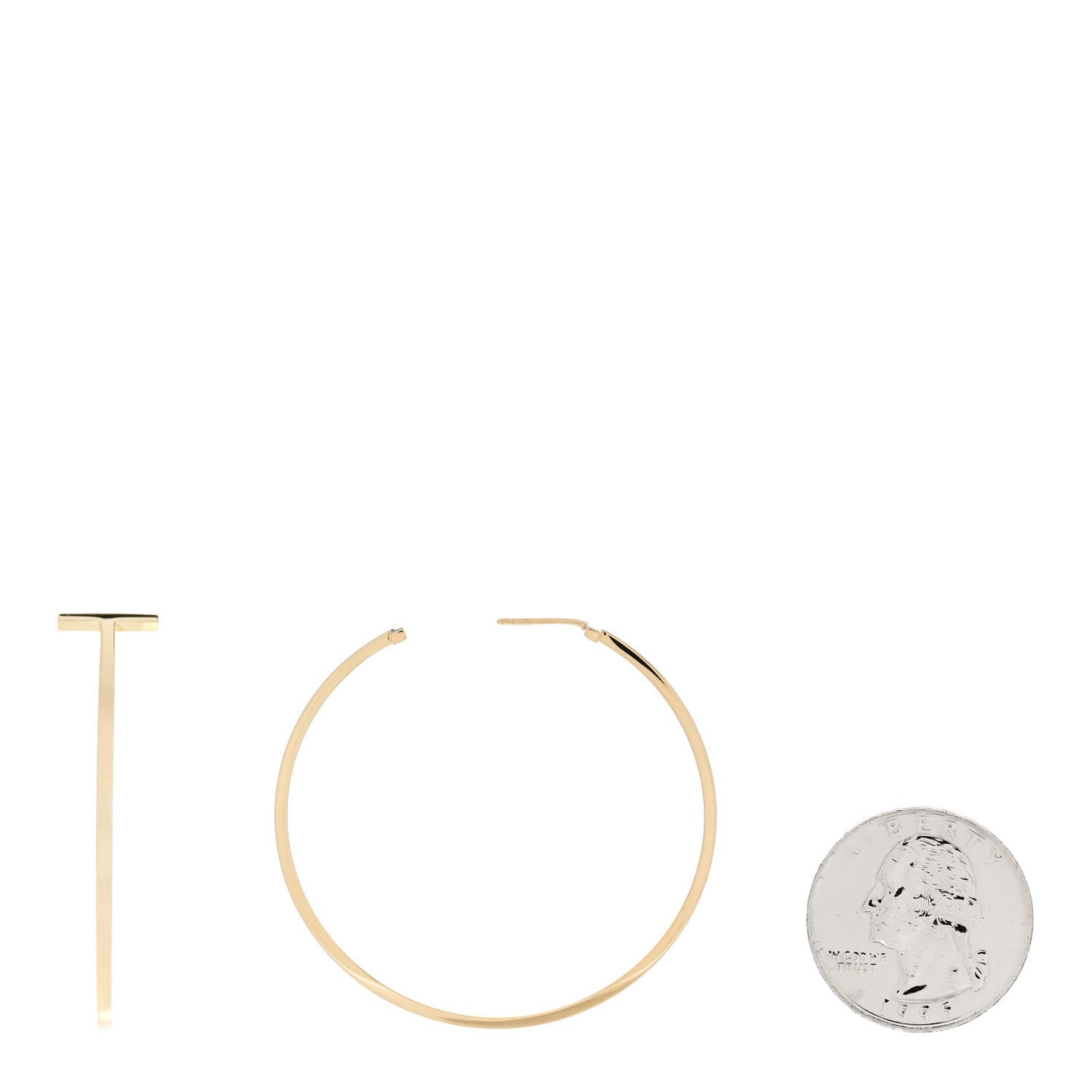 18K Yellow Gold Extra Large T Wire Hoop Earrings