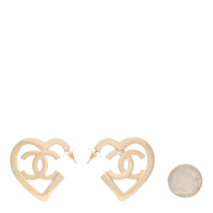 Chanel Metal CC Heart Coco In Love Hoop Earrings Gold 2 of 5