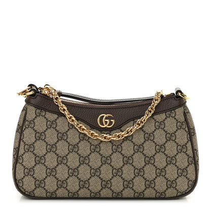 Gucci GG Supreme Monogram Textured Dollar Calfskin Web Small Ophidia GG Handbag Beige Ebony New Acero 1 of 10