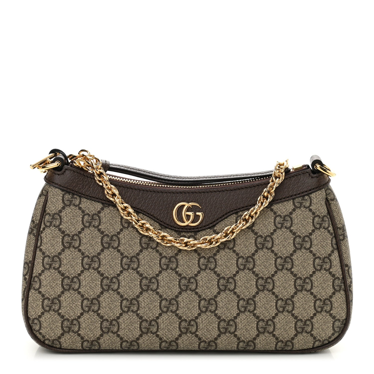 Gucci GG Supreme Monogram Textured Dollar Calfskin Web Small Ophidia GG Handbag Beige Ebony New Acero 1 of 10