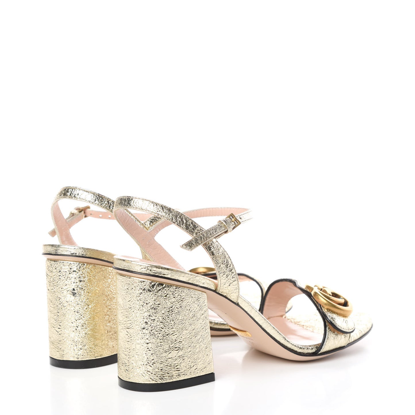 Galassia GG Marmont Ankle Wrap 75mm Sandals 36 Platino