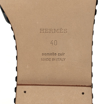 Hermes Box Calfskin Braided Oran Sandals 40 Black 4 of 7