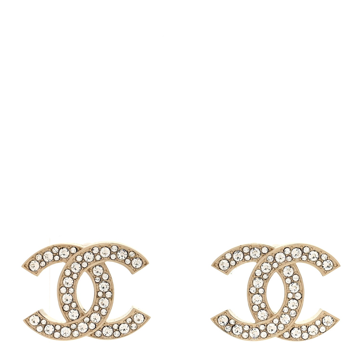 Chanel Crystal CC Earrings Light Gold 1 of 5
