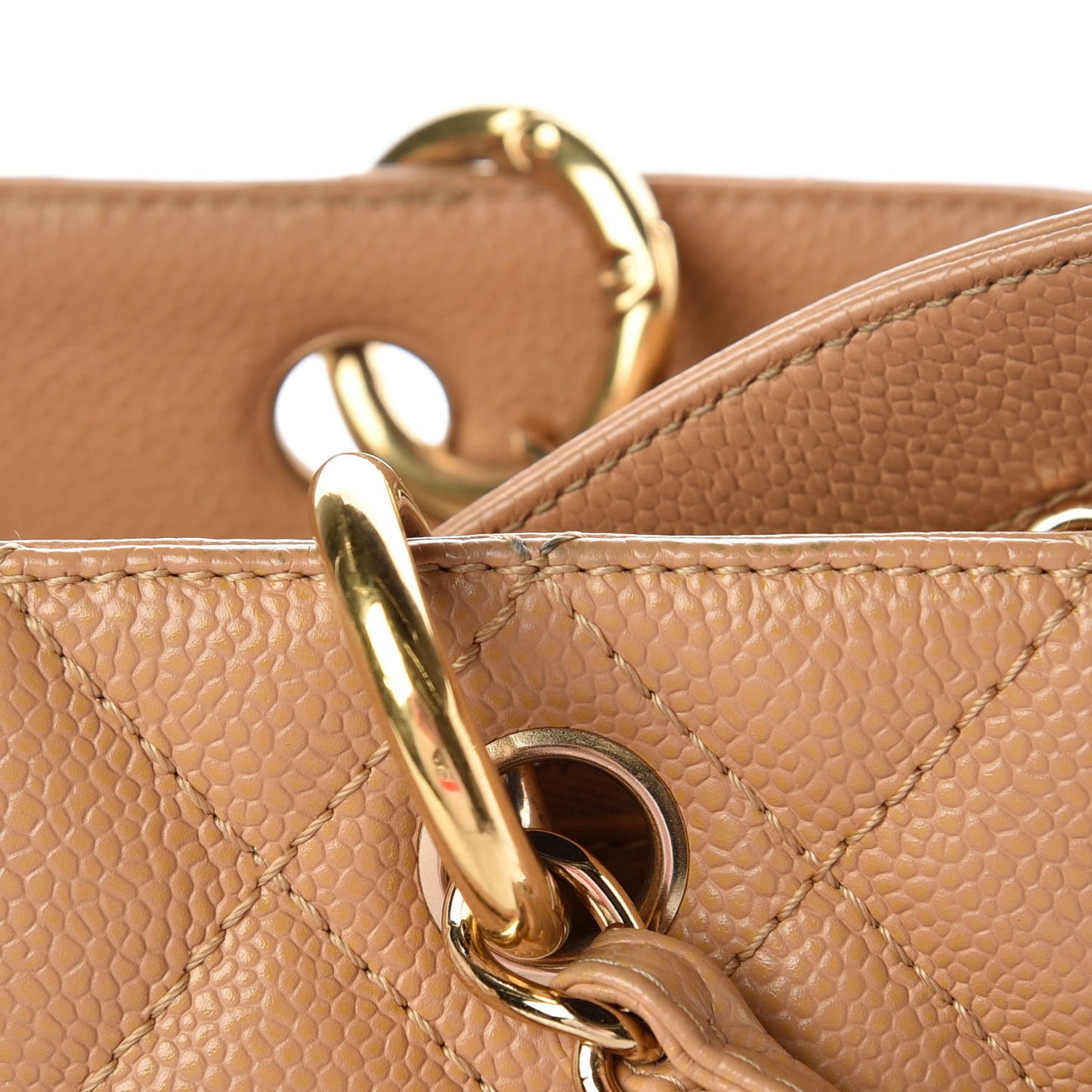 Caviar Quilted Grand Shopping Tote GST Beige
